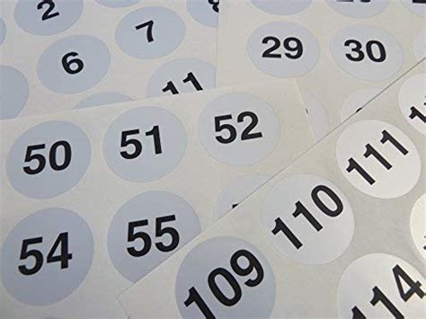 Buy Silver 40mm Round Consecutive, Sequential Number Sequence Labels ...