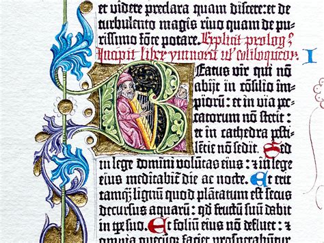Psalm 1. Ornamental page from the Gutenberg Bible