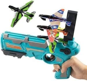 Kmc kidoz Flying Airplane Launcher Gun Toy with Foam Glider Planes Guns ...