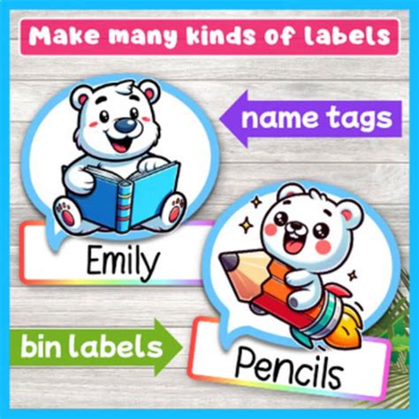 Polar Bear Name Tags, Winter Cubby Tags, Locker Tags, Editable Winter ...