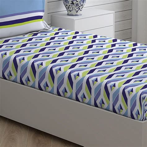 Buy LAYERS Trevi Blue Printed Cotton Single Bedsheet Set - 1.52x2.24m ...