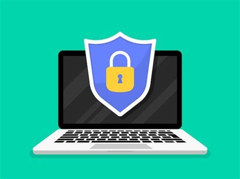 Laptop protection concept protecting data on computer | Premium Vector