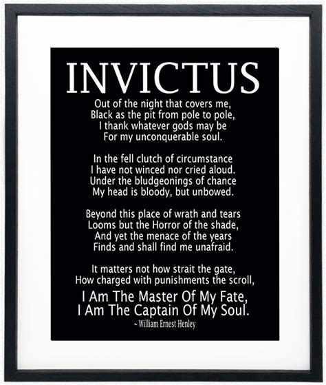 Amazon.com: Invictus Poem Framed Art Print by William Ernest Henley ...