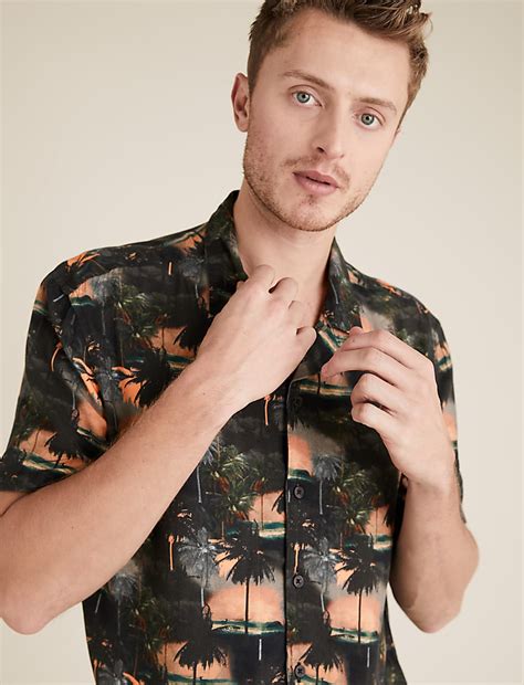 Buy Hawaiian Cuban Collar Shirt at Marks & Spencer