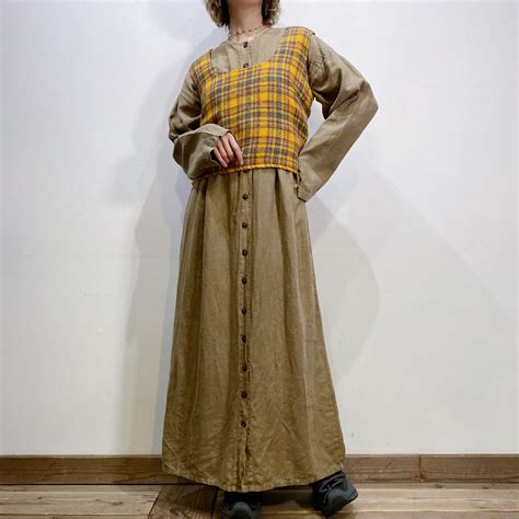 60s yellow plaid wool vest【701】 | LEMON