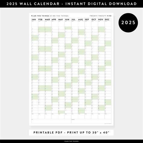 Printable 2025 wall calendar digital pdf instant download 2025 wall ...