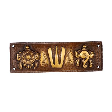 Buy Brass Superfine Engraved Shankh Chakra and Namah Wall Hanging Plate ...