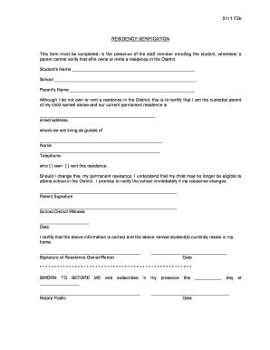Residency Verification Form - Blank Fillable Template | Fill Out, Print ...