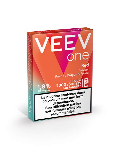 Pods E-liquide VEEV ONE Red saveur Fruit du Dragon & Fraise 9mg ou 20mg ...