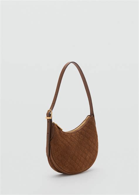Suede shoulder bag with logo print - Women | MANGO Lebanon