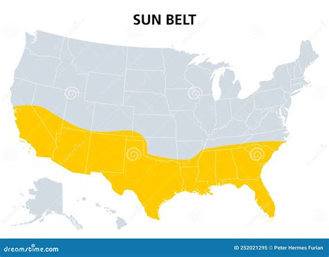 Sun Belt of the United States, Region of the Southernmost States, Map ...
