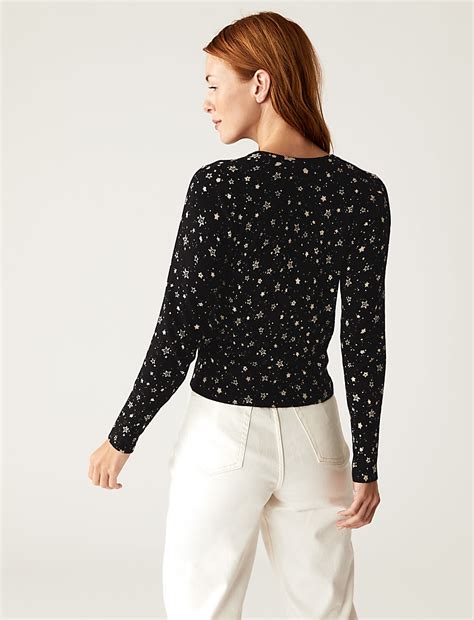 Buy Star Crew Neck Button Front Cardigan at Marks & Spencer