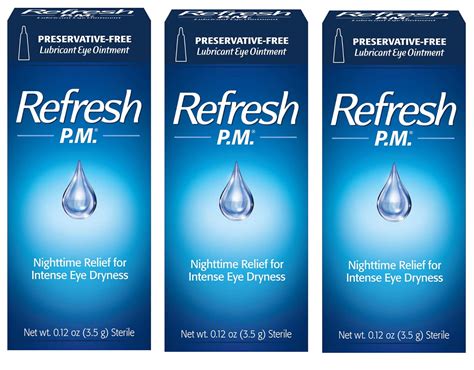 Refresh P.M. Lubricant Eye Ointment - Soothe Night Dryness, Preservative-free, Pack of 3, 0.12 ...