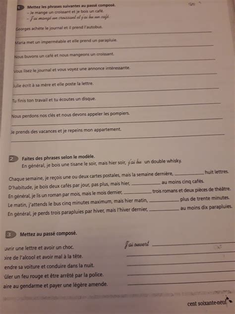 mattez les suivants au passe compose. Please help me. because i dont ...