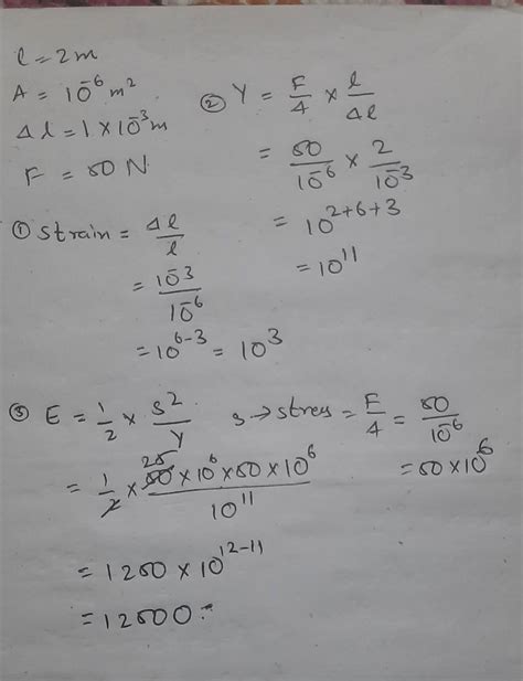 A wire 2 m long and cross sectional area 10^-6 m^2 is stretched 1 mm by ...