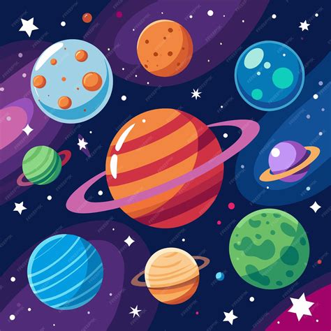 Planets in the Galaxy clip art and Vector Design With a White ...