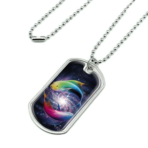 Buy Pisces Zodiac Symbol Fish in Space Yin Yang Military Dog Tag ...