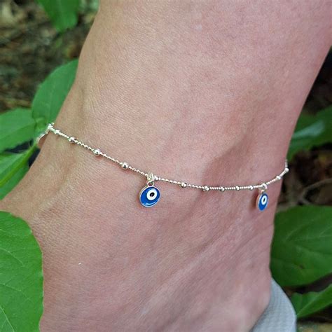 Evil Eye Anklet - Sterling Silver - Simply Silver
