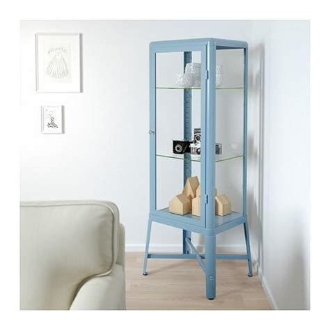 IKEA/イケア FABRIKOR ガラス扉キャビネット81x113 cm ラックブルー ブルー（803.631.72） Le8DNGIUz3 ...