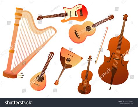Set Stringed Musical Instruments Collection Balalaika Stock Vector ...