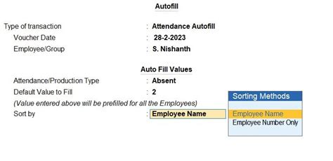 Example Payroll Tally Prime in Tamil