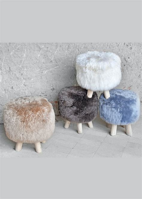 Get Sheep Hide Nordic Round Stool at ₹ 12900 | LBB Shop