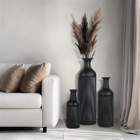 Amazon.com: Sziqiqi Black Large Floor Vases: Tall Vases Floor Standing ...
