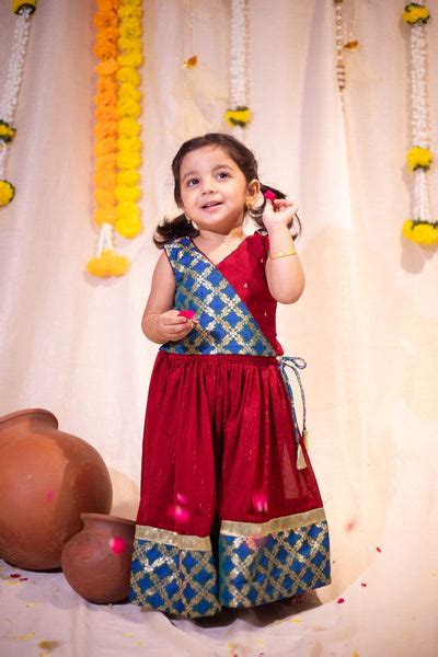 Shreya Maroon with Blue Mini – Premium Kids Wear for Indian Style Girls ...