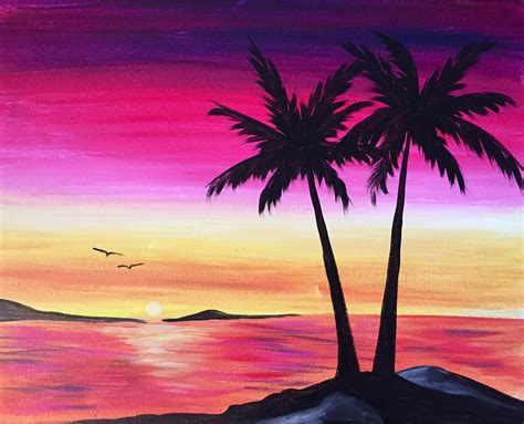 Tropical Sunset Love Birds by Katrina Reid #TeamDaykin - Paint Nite ...