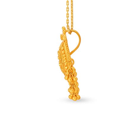 Jali Work Heart Motif Single Hook Gold Pendant