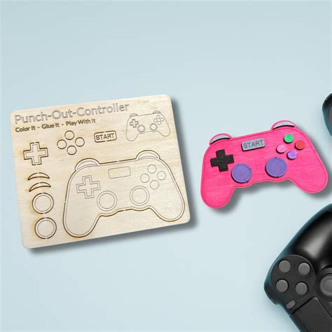 Video Game Controller Punch-out Kids Craft Build Your Own Kit Wood Laser Cut Color It Birthday ...