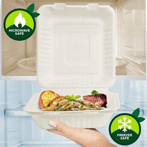 Buy PAMI Sugarcane 100% Biodegradable 8” Clamshell Food Containers With ...
