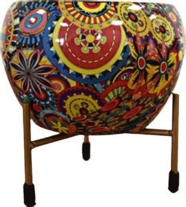 TGB GARDEN Meenakari Printed Metal Pot with Stand, Best For Indoor ...