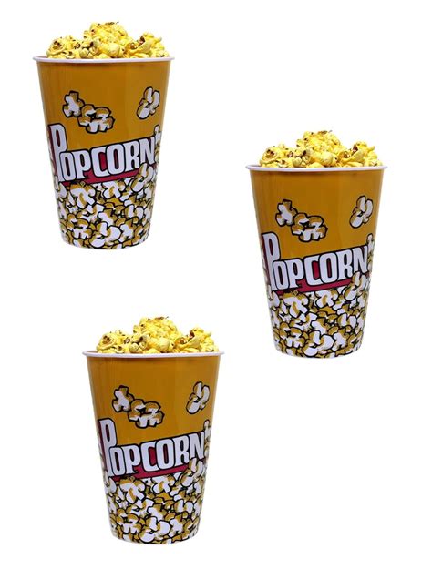 3-Pack Retro Style Plastic Popcorn Containers – 7" Tall x 5" Top ...
