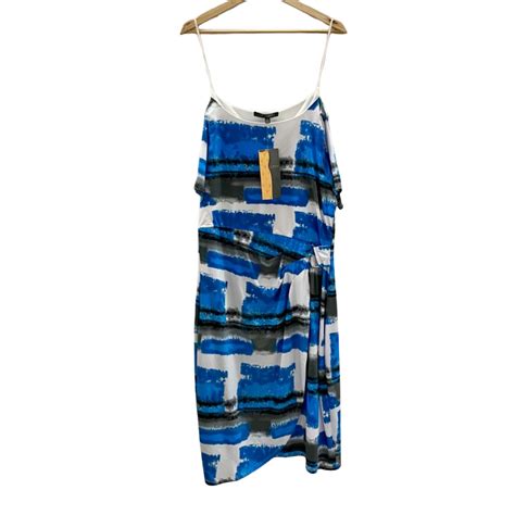 Liz Jordan Womens Size 14 Dress Blue/White/Grey/Black