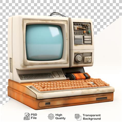 Premium PSD | 3d old vintage computer on transparent background