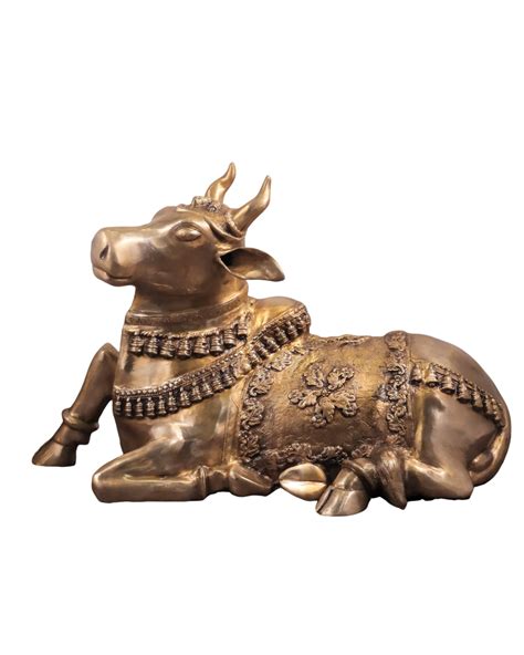 Large Brass Nandi Sculpture | 34" Temple Art | Jaipurio