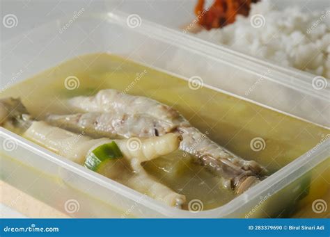 Chicken Leg Soup and White Rice and Chili Sauce Stock Photo - Image of ...