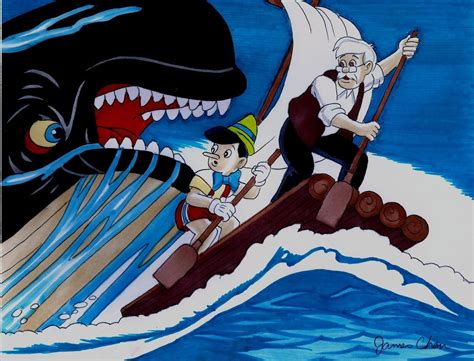 PINOCCHIO AND MONSTRO THE WHALE ORIGINAL COMIC ART COLOR SKETCH 2 ON ...