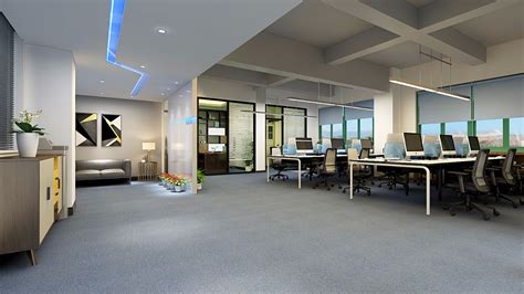 480平方现代简约办公室装修设计案例效果图_岚禾办公空间设计