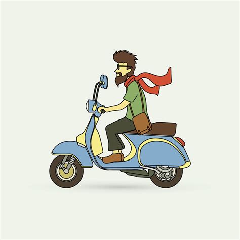 骑摩托车的男卡通图片_伊卟图库