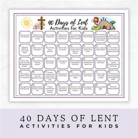 40 days of lent countdown calendar kids lenten activities christian ...