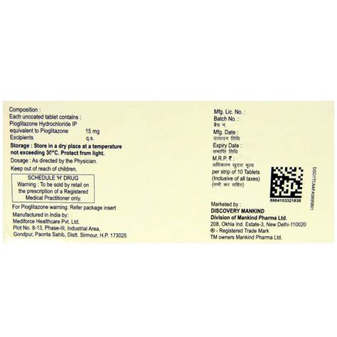 Buy PIOKIND 15MG TABLET online | Uses, Side Effects, Price and ...