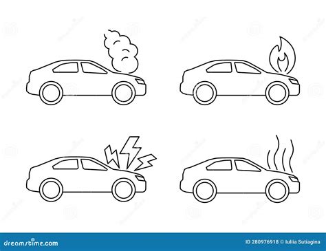 Crashed Car Simple Drawing