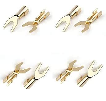 fdealz® [ 8 Pieces ] Hifi Banana Y Spade Speaker Plug Copper Audio ...