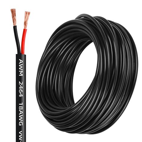 Lesnlok 18 Gauge Electrical Wire 2 Conductor, 18 AWG Stranded PVC Cable ...