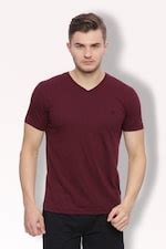 Buy Men Maroon Solid V-Neck T-Shirts Online - 232520 | Van Heusen