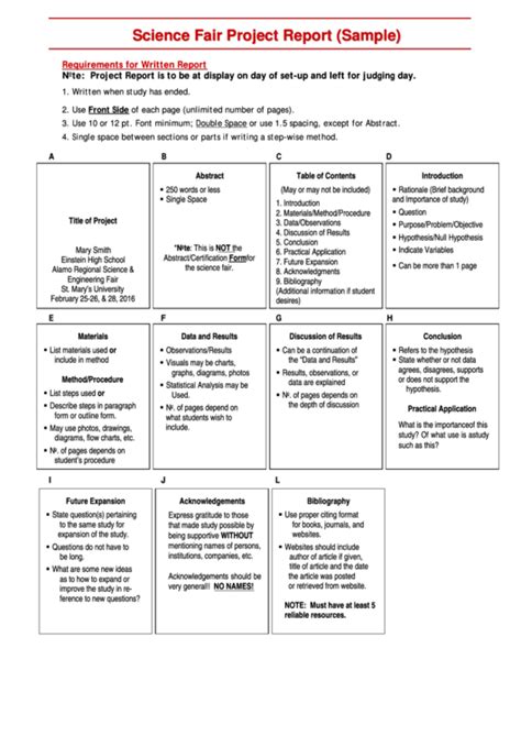 Examples of a Science Fair Report 的图像结果