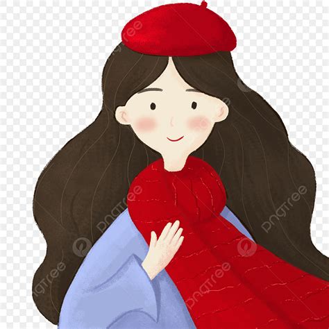 Winter Girl With Red Scarf, Cartoon, Winter, Girl PNG Transparent ...