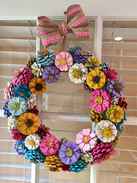 Pine cone flower wreath dried year round decoration – Artofit